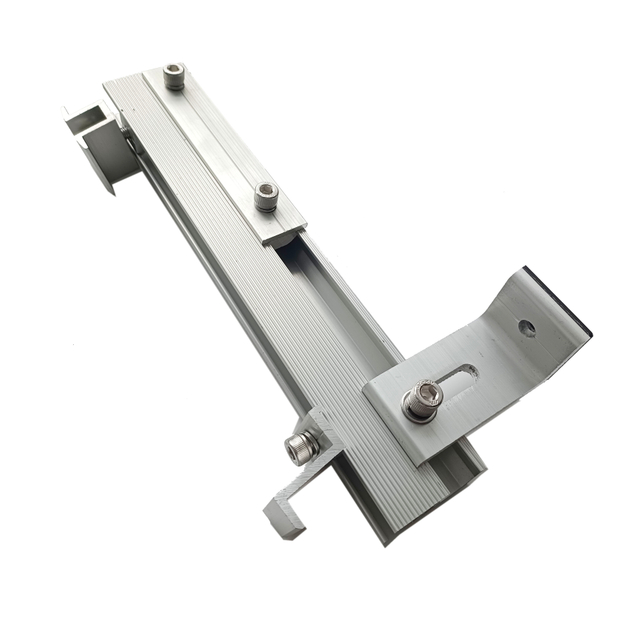 Kit de montagem de painel solar em trilho de alumínio ajustável com modelo M1-M25 inclui braçadeira solar