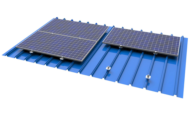 Kit solar de instalação fácil, sistema de montagem em telhado de metal solar