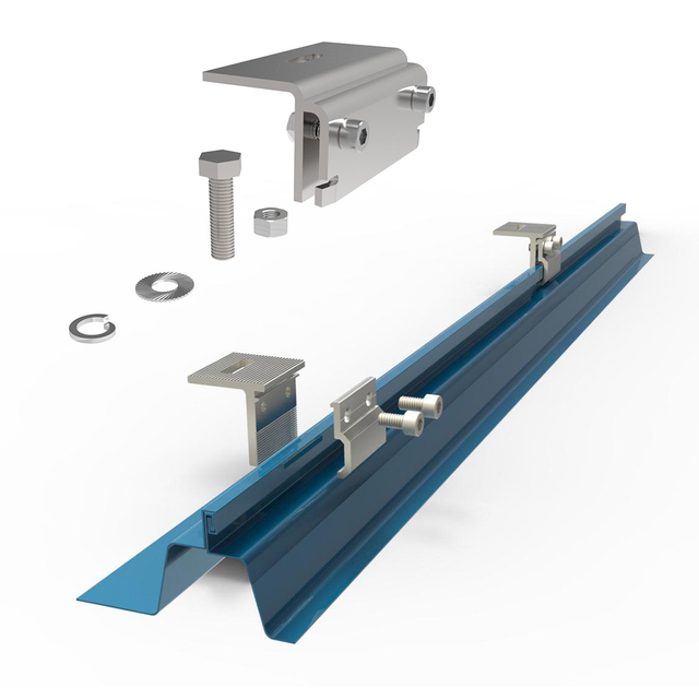  Sistema de suporte de montagem solar de teto de telhado de metal metal trapezoidal