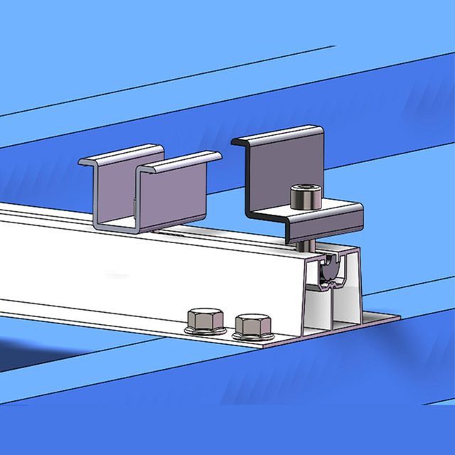 Solução de trilho de alumínio para sistema solar de energia solar de telhado metal trapezoidal Sistema de painel solar doméstico
