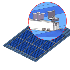Solução de trilho de alumínio para sistema solar de energia solar de telhado metal trapezoidal Sistema de painel solar doméstico